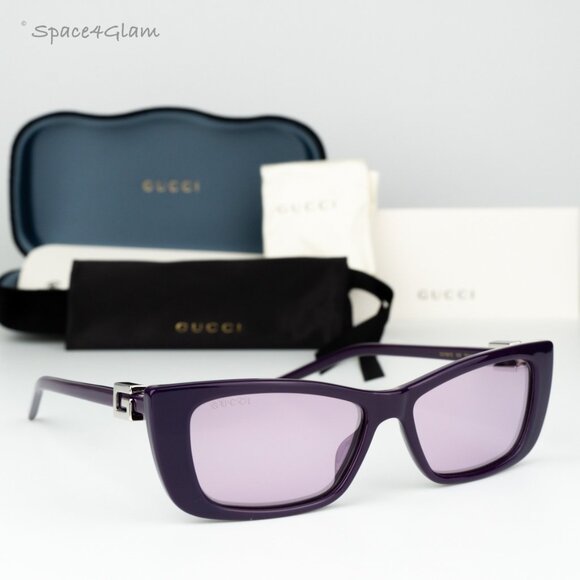 Gucci Women Sunglasses Violet Mirror Cat Eye GG1681S 005 BRAND NEW - Picture 1 of 8